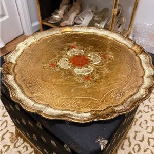 Large Gold Wooden Florentine Tray